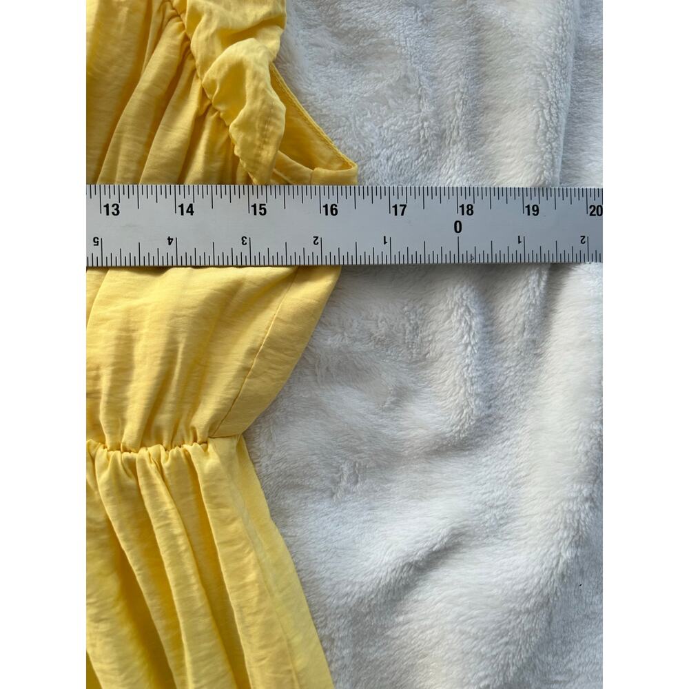 Vero Moda Dress Maxi Butter Yellow Ruffle Sleeve V Neck Tie Back Women's Medium - Picture 8 of 10